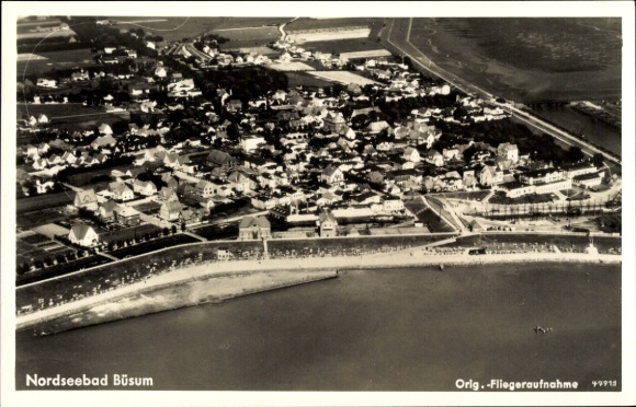 Postcard Nordseebad Büsum, aerial photograph