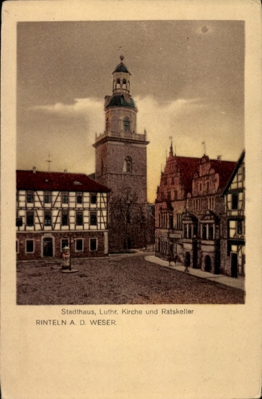 Rinteln on the Weser River, town hall, Lutheran Church, Ratskeller, historical architecture