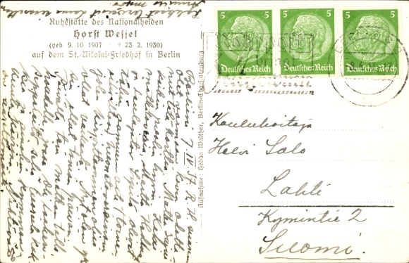 Postcard Berlin Prenzlauer Berg, St. Nikolai Cemetery, Prenzlauer Allee, resting place Horst Wessel