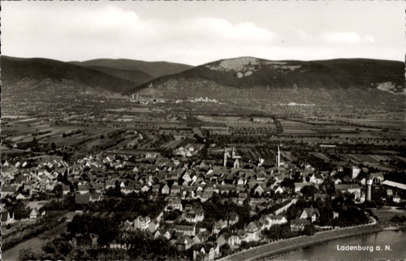 Ak Ladenburg am Neckar Baden, Fliegeraufnahme