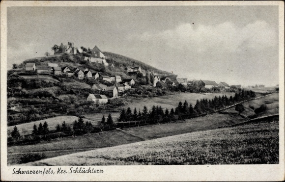 Ak Schwarzenfels Sinntal Hessen, Blick auf Ortschaft und Umgebung