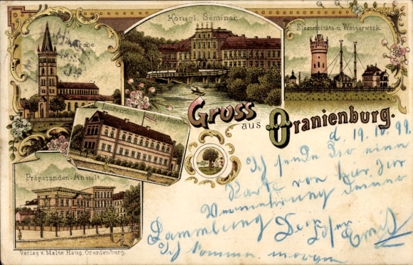 Chromo-Litho Oranienburg, church, seminary, preparatory institute, educational institute, electricity and water works