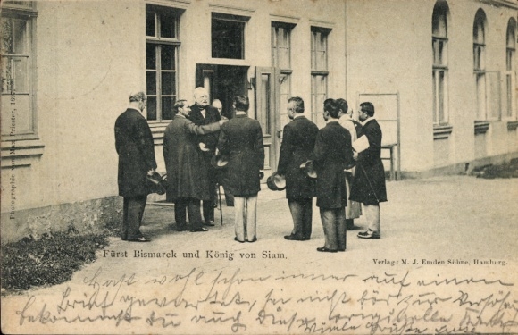 Postcard Prince Otto von Bismarck and King of Siam
