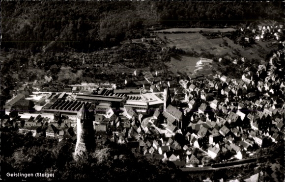Postcard Geislingen an der Steige, aerial photograph