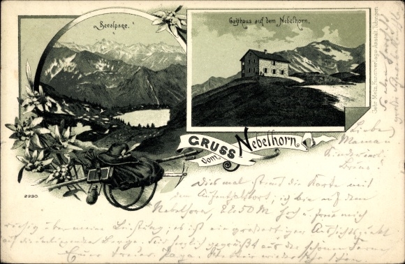 Chromo-Litho Oberstdorf in Oberallgäu, inn on the Nebelhorn, Seealpsee