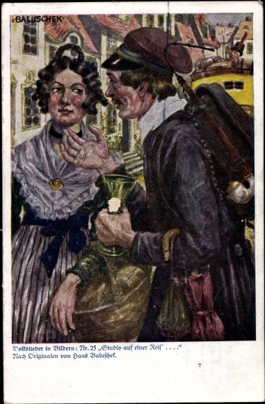 Song artist Postcard Baluschek, Hans, folk songs in pictures 18, son, there you have my spear