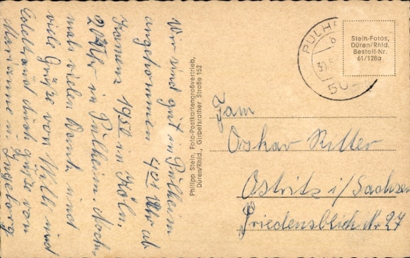Postcard Pulheim North Rhine Westphalia, settlement, high-rise, school