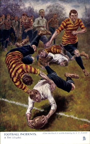 Artist Postcard Dadd, ST, Football Incidents, A Try, Rugby, Tuck 1746