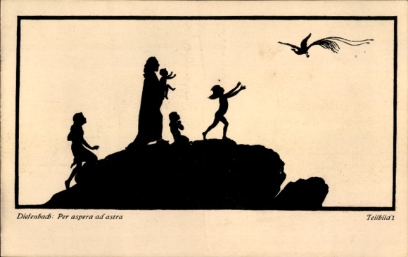 Paper cutting artist Postcard Diefenbach, Per aspera ad astra, part 1