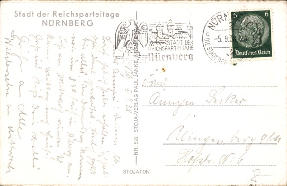 Postcard Nuremberg, Nazi Party Rally Grounds, grandstand on the Zeppelin Field