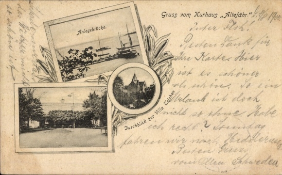 Ak Altefähr op Rügen, steiger, Villa Teichen