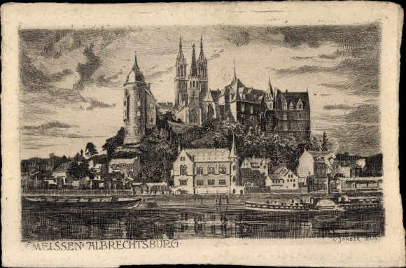 Künstler Ak Jander, Carl, Meißen an der Elbe, Albrechtsburg