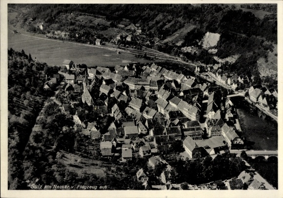 Postcard Sulz am Neckar, aerial photograph