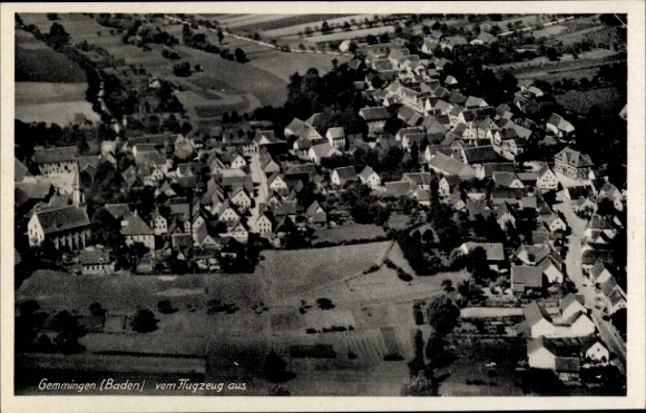 Ak Gemmingen in Baden, Fliegeraufnahme