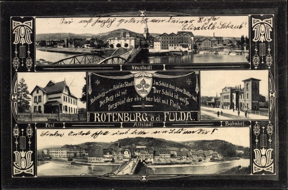 KP Rotenburg an der Fulda, nowe miasto, poczta, stare miasto, dworzec kolejowy, most