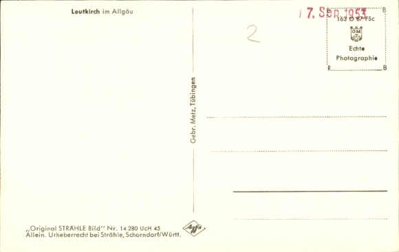 Postcard Leutkirch im Allgäu Württemberg, aerial photograph