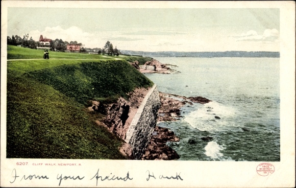Briefkaart Nieuwpoort Rhode Island de VS, Cliff Walk
