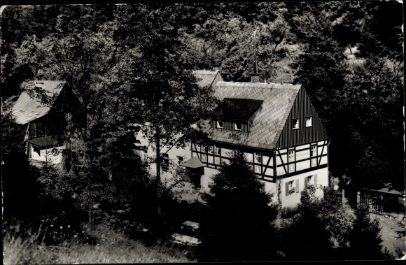 Postcard Kleinhennersdorf Gohrisch in Saxon Switzerland, holiday home Liethenmühle in the forest