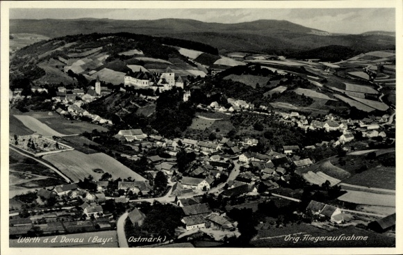 Ak Wörth an der Donau Oberpfalz Bayern, Fliegeraufnahme