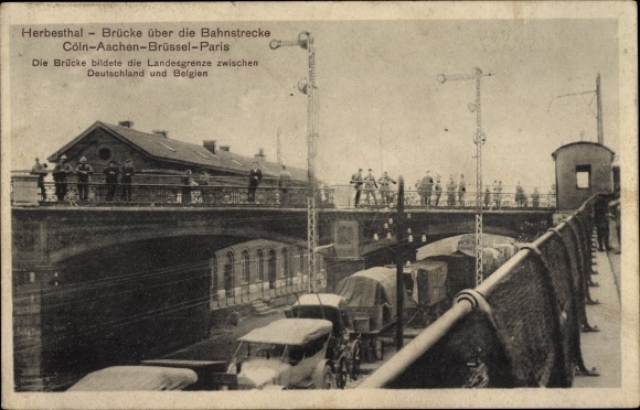 Postcard Herbesthal Lontzen Wallonia Liège, bridge over the railway line Cologne Aachen Brussels Paris