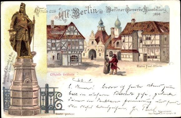 Chromo-Litho Berlin, trade exhibition 1896, Margrave Albrecht the Bear, Kleine Post Straße