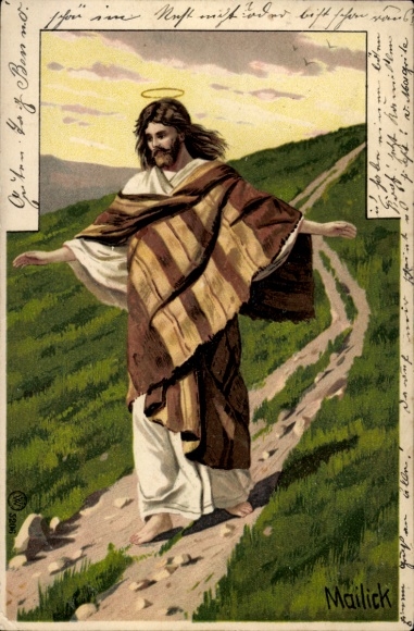 Reliëfkunstenaar litho Mailick, Gefeliciteerd Pasen, Jezus Christus