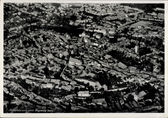 Postcard Nordhausen am Harz, aerial view of building, city view