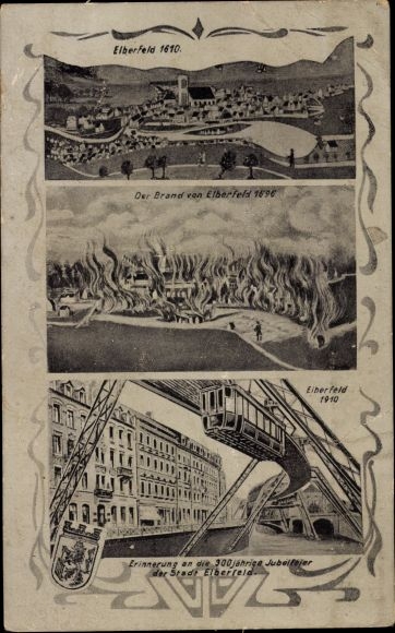 PC Elberfeld Wuppertal, total view, fire, suspension railway