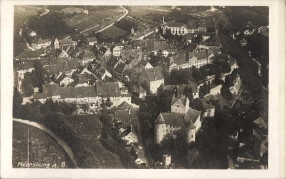 Postcard Meersburg on Lake Constance, aerial photograph of building, landscape, aircraft photograph