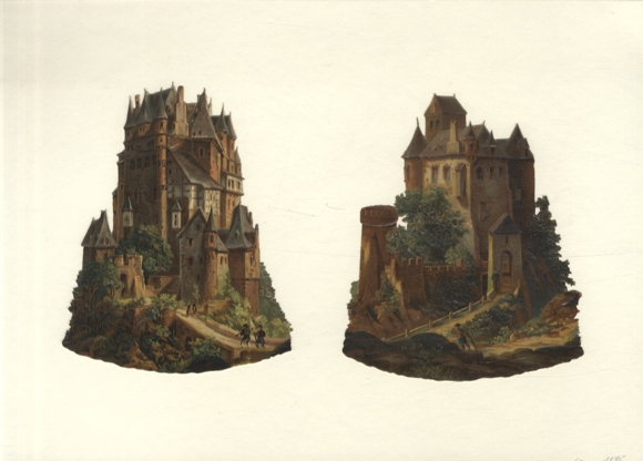 2 wafers Medieval Castles, each approx. 13 x 10.5 cm