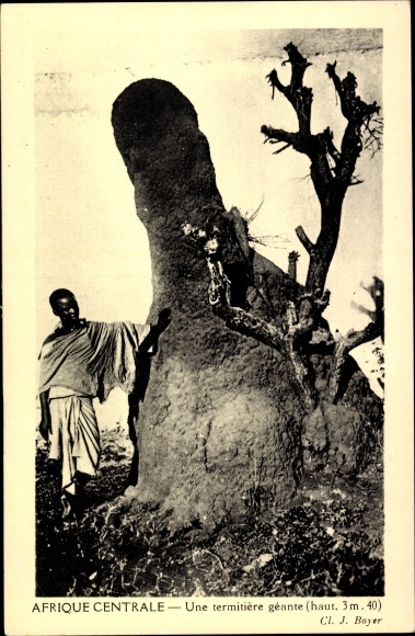Postcard Central Africa, a giant termite mound