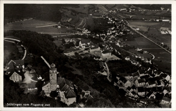 Ak Stühlingen im Schwarzwald Baden, Fliegeraufnahme