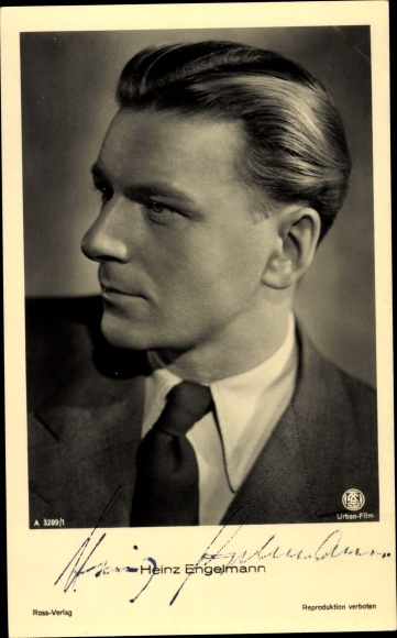 Postcard actor Heinz Engelmann, portrait, autograph