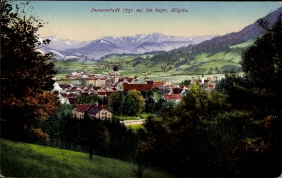 Postcard Immenstadt im Allgäu Swabia, view of the town and surroundings, Purger and Co., 8663
