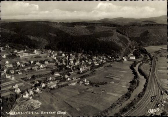 Postcard Wallmenroth Rhineland Palatinate, total view, aerial photo