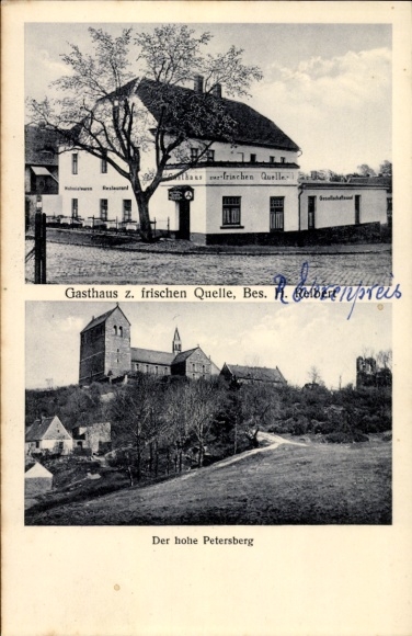 Ak Trebitz an der Saale Salzatal Sachsen Anhalt, Gasthaus zur frischen Quelle, Der hohe Petersber