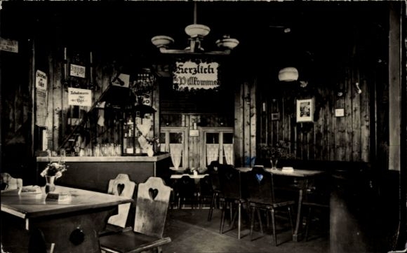 Ak Meuselbach Schwarzmühle in het Schwarzatal, bergrestaurant, binnenaanzicht
