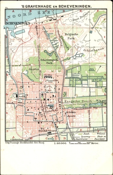 Plan miasta KP Scheveningen Haga Holandia Południowa, Haagsche Bosch, Park Belgijski, Schietbanen
