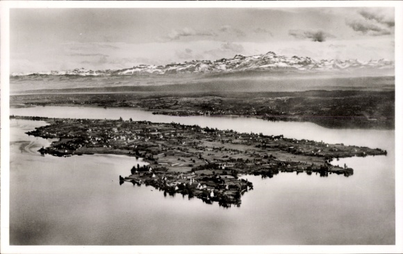 Ak Insel Reichenau Bodensee, Säntis, Fliegeraufnahme