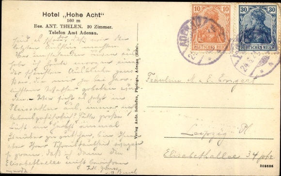 Postcard Adenau Rhineland Palatinate, log cabin Hohe Acht, refreshment station, lookout tower, Hotel Hohe Acht