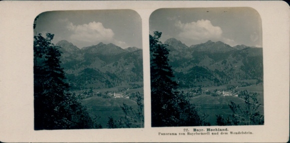 Stereo photo Bayrischzell in the Mangfall Mountains Upper Bavaria, panorama with Wendelstein