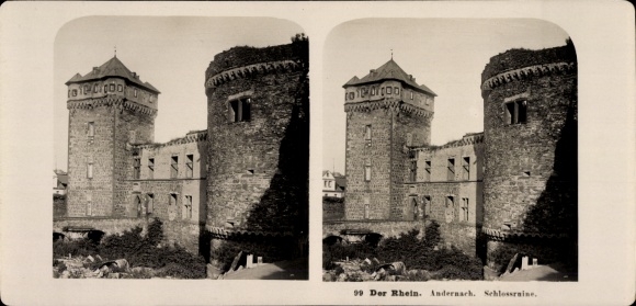 Stereo photo Andernach in the Mayen Koblenz district, castle ruins