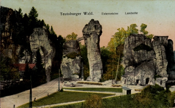 Ak Holzhausen Externsteine Horn Bad Meinberg am Teutoburger Wald, Externsteine, Felsen, Wald, Lan