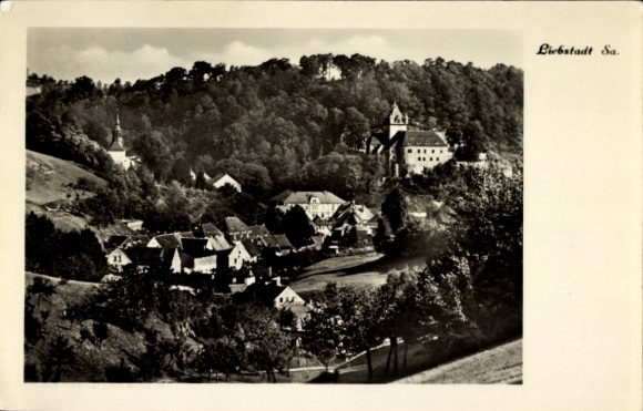 Postcard Liebstadt Erzgebirge Saxony, beautiful landscape, houses, church, forest, village view