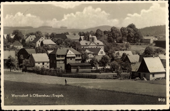 Ansichtkaart Wernsdorf Pockau in het Ertsgebergte van Saksen, totaaloverzicht