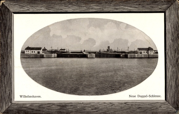 Präge Passepartout Ak Wilhelmshaven an der Nordsee, Neue Doppel Schleuse