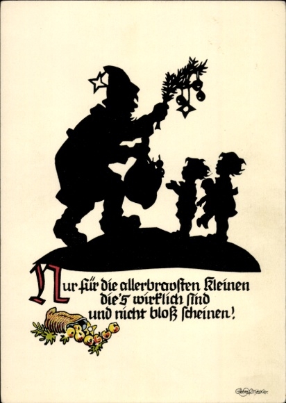 Künstler Scherenschnitt Ak, Plischke, Georg, Nur für die allerbravsten kleinen die s wirklich sind