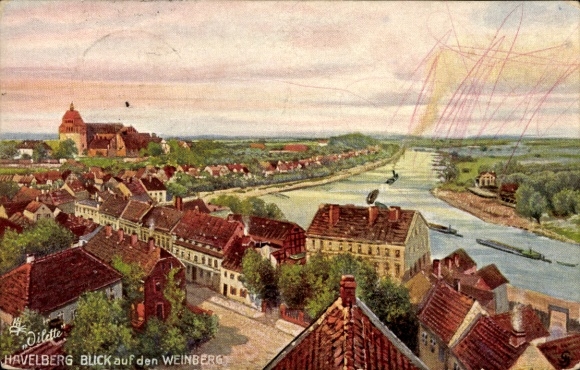 Postcard Havelberg in Saxony-Anhalt, panorama, vineyard
