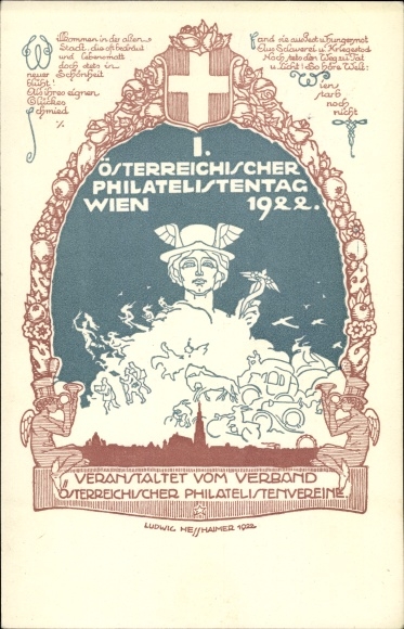 Postwaardestukken kunstenaarskaart Hesshaimer, I. Oostenrijkse Filatelistische Dag 1922 Wenen, PP 94