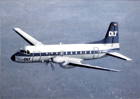 Postcard passenger aircraft HS 748, DLT, D-AHSC